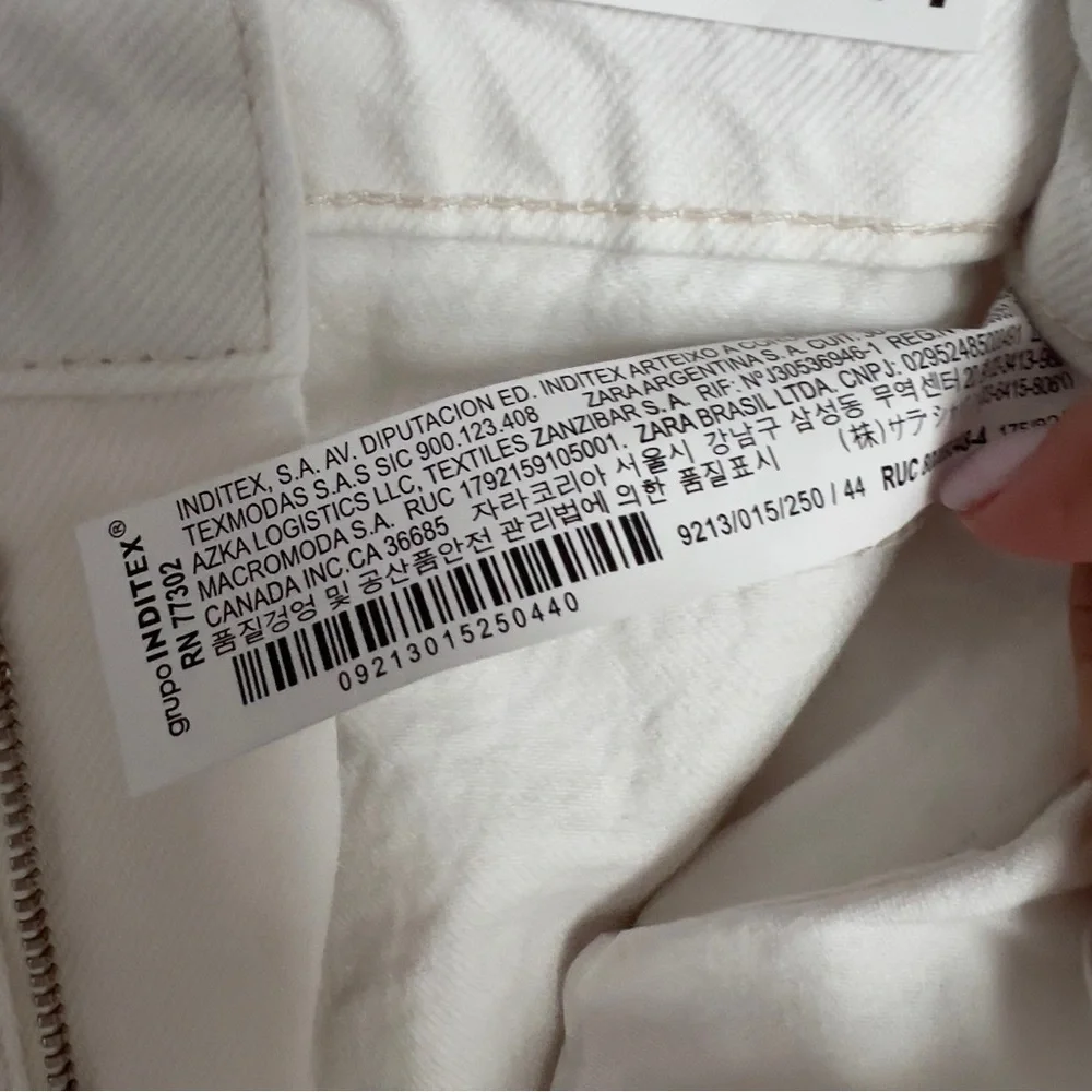 ZARA NWT High Rise WideTurn Up Leg Jeans Oyster  White size 12 - Picture 7 of 8